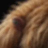 Close-up of a dog's fur with fleas visible