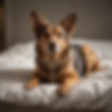 Dog relaxing on a bed after flea treatment