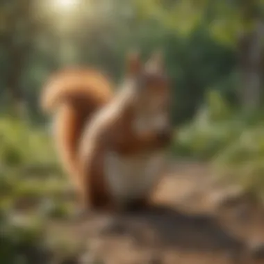 Illustration of natural squirrel repellents in a garden
