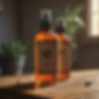 Organic Spider Repellent Solution Natural spider repellent bottle on wooden table