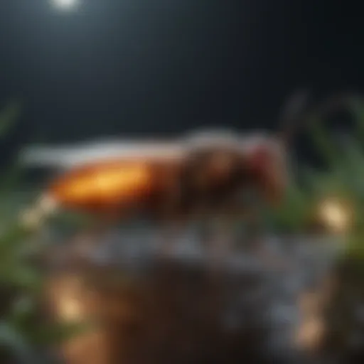 Glowing firefly illuminating a dark holiday night