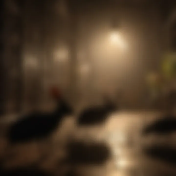 Silhouettes of pests lurking in the shadows during a festive event