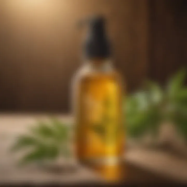 Neem oil bottle with dropper on wooden background