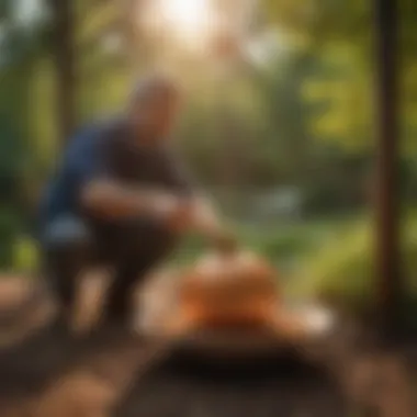 Maintenance Tip: Refilling the Onion Bird Feeder Person refilling onion bird feeder with bird seeds