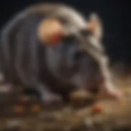 Rat sniffing aromatic bait