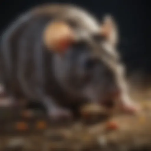 Rat sniffing aromatic bait