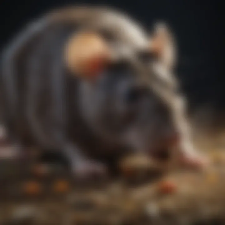 Rat sniffing aromatic bait