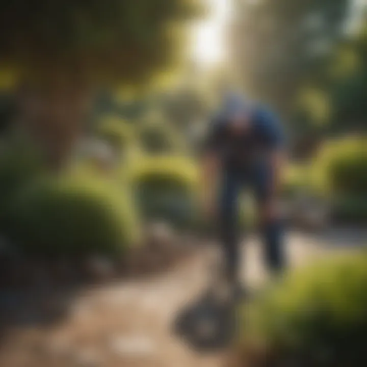 Professional landscaper using technology for business success