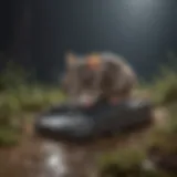 Illustration of traditional snap trap for rat catching