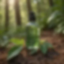 Organic Tick Repellent Bottle with Green Leaves