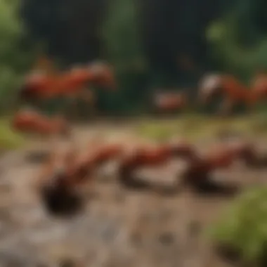 Orkin army ants hunting in unison