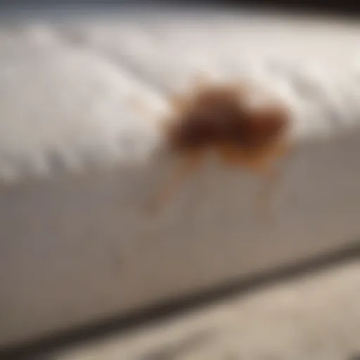 Detailed view of a bed bug infestation in a mattress