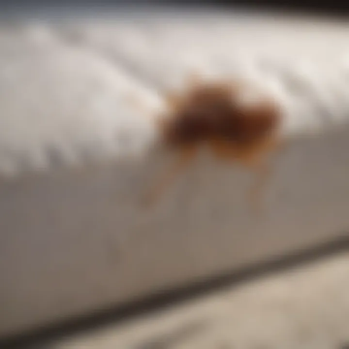 Detailed view of a bed bug infestation in a mattress