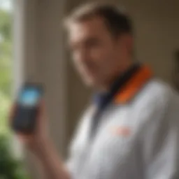 Professional pest control technician inspecting property