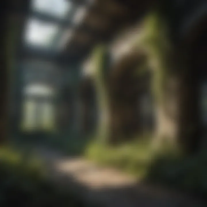 Nature's Reclamation Overgrown vegetation reclaiming an abandoned building