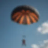 Parachute soaring through the sky