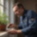 Illustration of a pest control technician inspecting a residential property
