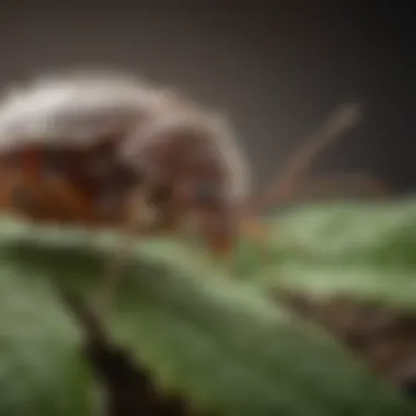 Peppermint leaves with magnified bed bug