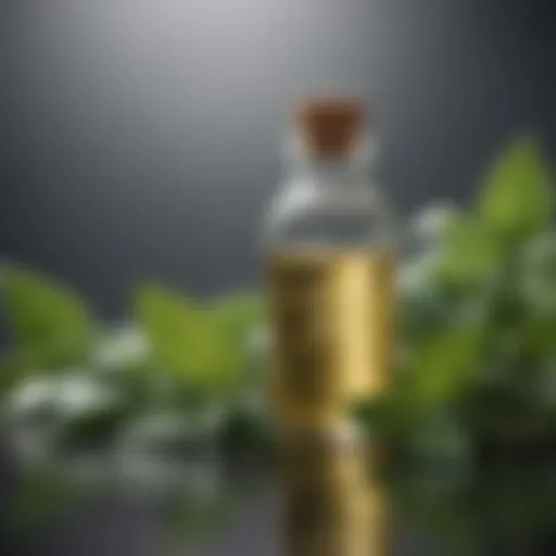 Peppermint Oil Bottle with Fresh Peppermint Leaves