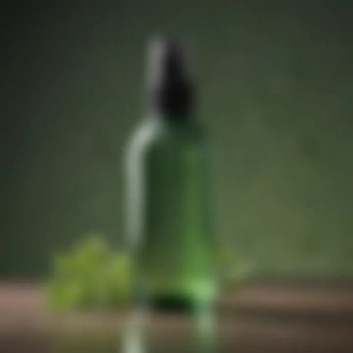 Peppermint spray bottle with green background