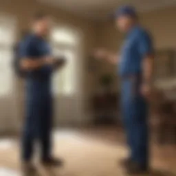 Diligent pest control technician inspecting property