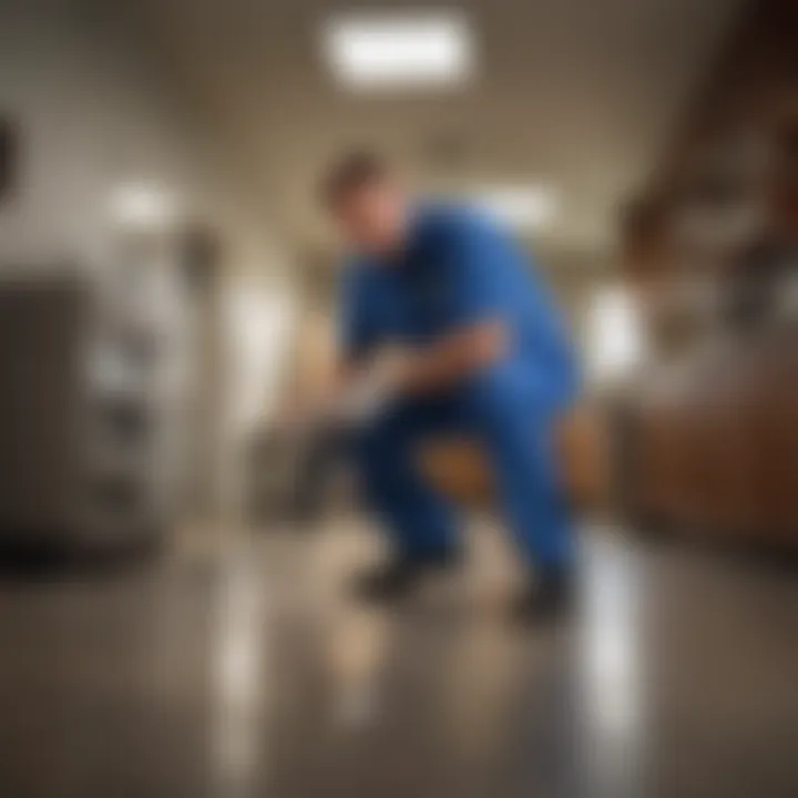 Professional Pest Control Service Professional pest control service in action at a commercial establishment