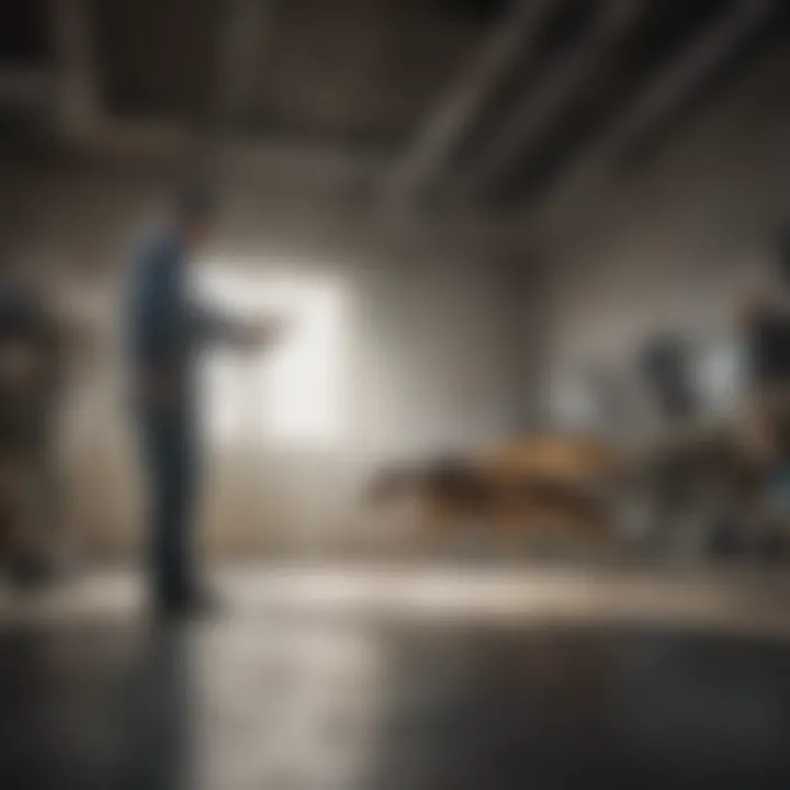 Commercial Pest Inspection in Columbia A professional conducting a pest inspection in a commercial space in Columbia, IL.