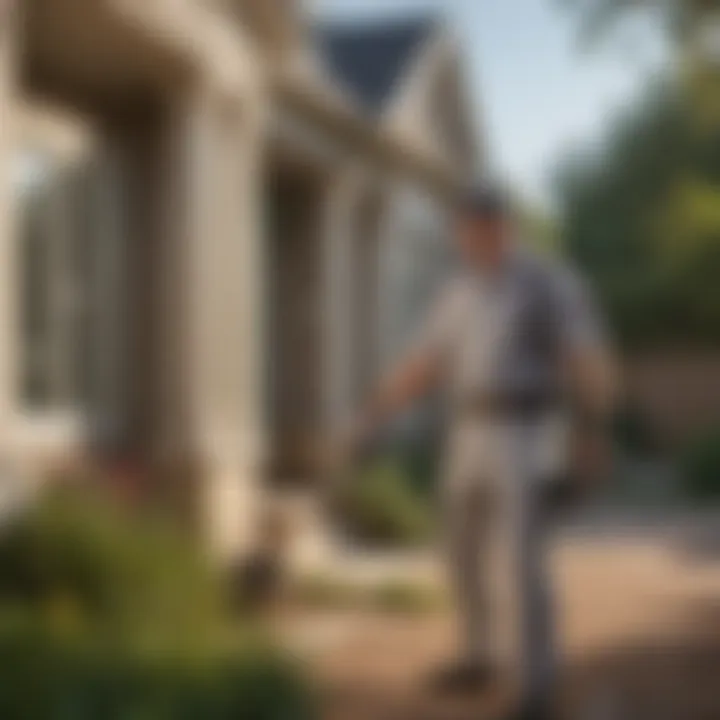 Pest control technician assessing a residential property