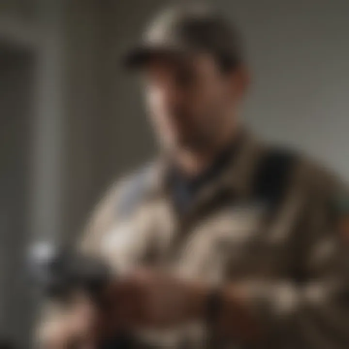 Pest Control Technician Conducting Thorough Inspection Professional Pest Control Technician in Uniform Conducting Inspection