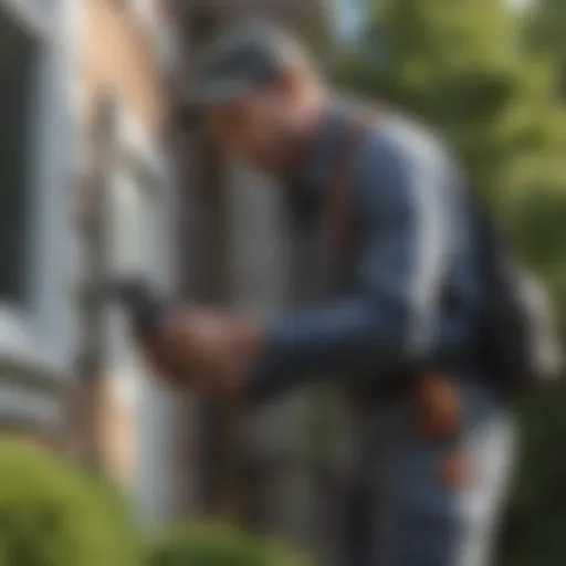 Pest Control Technician inspecting home exterior for pests