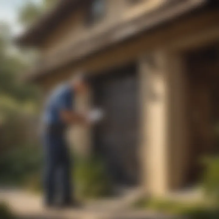 Pest Inspection by Home Team Technician in Ocala Illustration of Home Team Pest Defense technician inspecting a home in Ocala