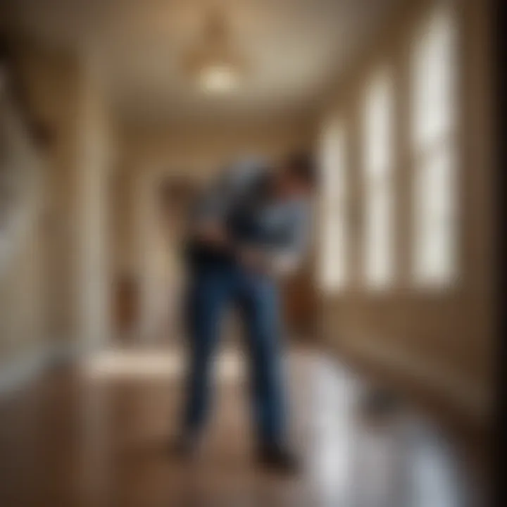 Professional technician conducting pest inspection in a residential property