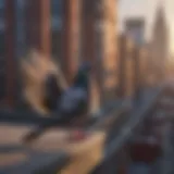 Pigeon perched on rooftop spikes