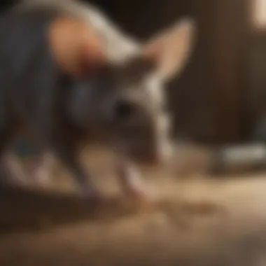 Careful Placement of Non-Toxic Mouse Bait Woman placing non-toxic mouse bait