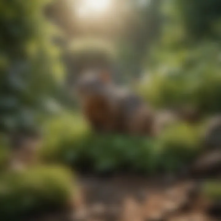 A lush garden featuring a variety of herbs that repel groundhogs.