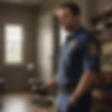 Professional exterminator inspecting a residential property in Syracuse