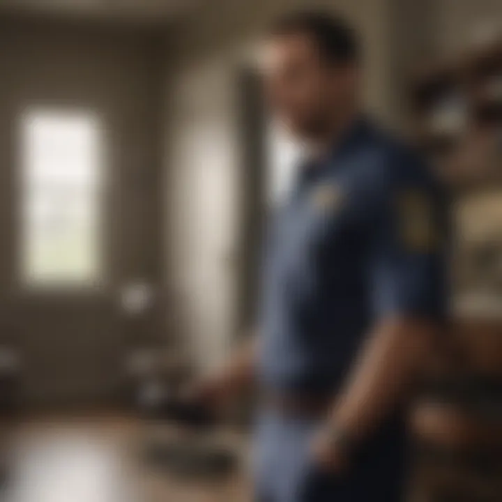 Professional exterminator inspecting a residential property in Syracuse
