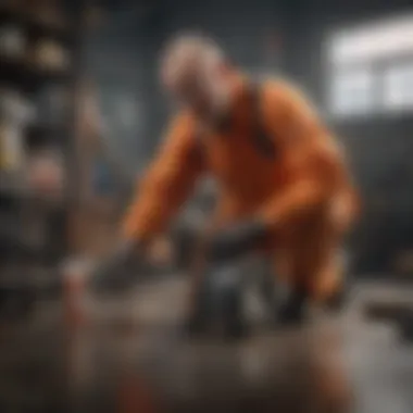Expert Application of Industrial Flea Killer Professional Pest Control Technician Applying Industrial Flea Killer