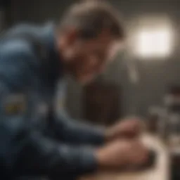 Professional pest control technician inspecting for pests