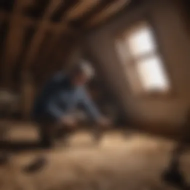 Professional bat removal specialist inspecting attic