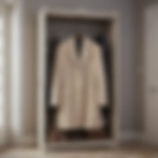 Elegant moth proof garment bag hanging in a closet