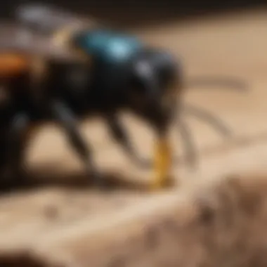 Carpenter Bee Drilling Behavior Close-up of carpenter bee drilling into wood