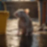 Rat Proximity to Water Bucket Illustration showing a rat near a bucket filled with water