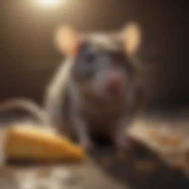 Rat Caught in Trap with Cheese Bait