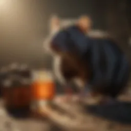 Illustration showing a rat silhouette near a poison symbol