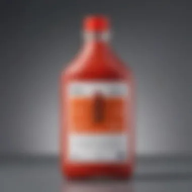 Cautionary Label on Red Ant Pesticide Bottle Illustration of red ant pesticide bottle with warning label