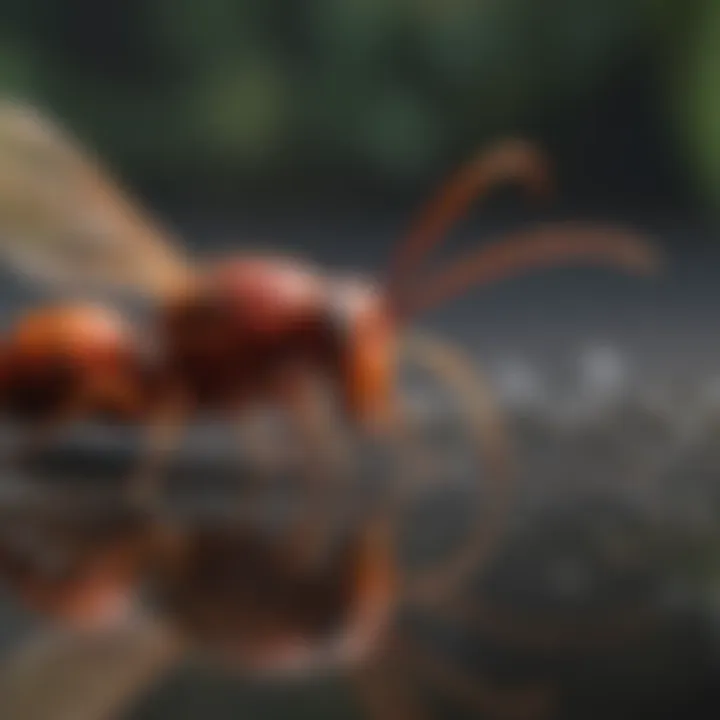Red wasp foraging behavior