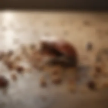 Uncovering Food Sources for Roaches Roach feeding on crumbs in kitchen