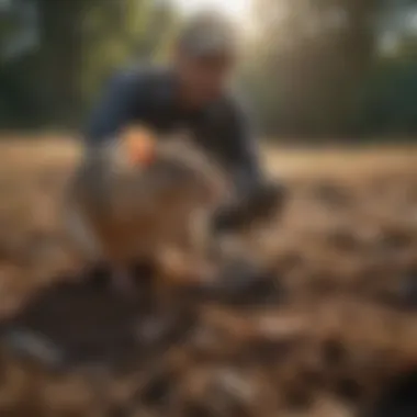 Field Assessment of Capture Methods A professional examining a rodent capture site, assessing the effectiveness of various methods.