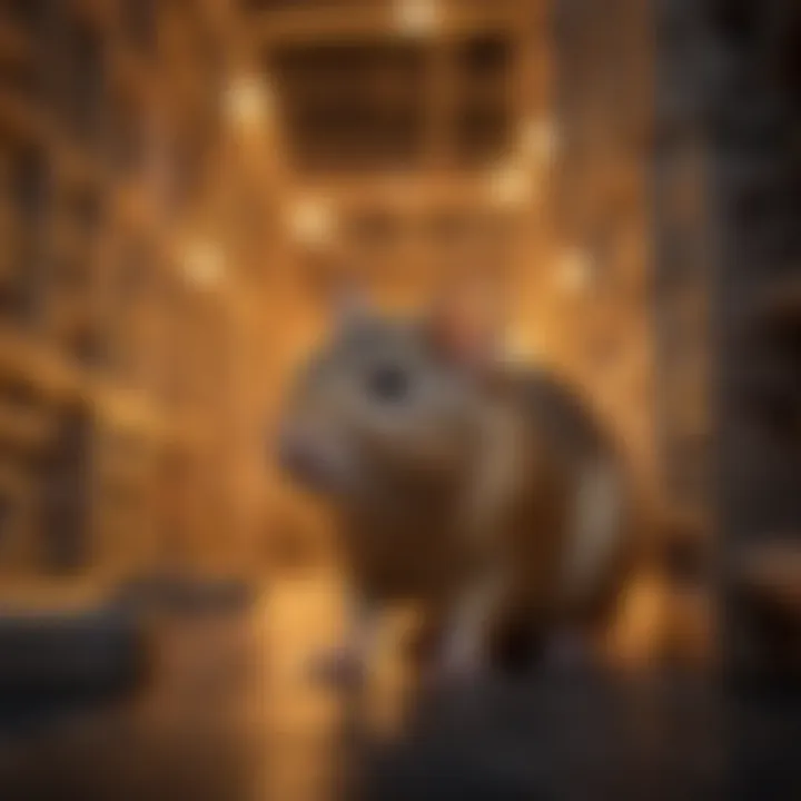 Rodent in maze under strobe light